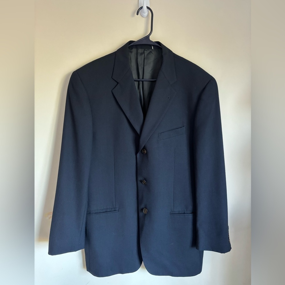 Joseph Abboud Mens Wool Blazer Suit Double Vent Lined Navy Size 40R Wool